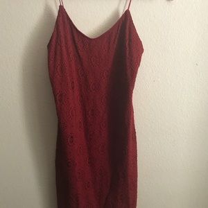 Red spaghetti strapped dress
